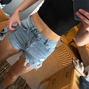 Cello Light Blue Distressed Jean Shorts